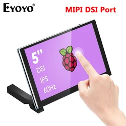 Raspberry Pi 4B/3B +/3B/3A +/2B/B + pantalla táctil de 5 pulgadas 800x480 IPS, pantalla táctil capacitiva a Color DSI para PC y teléfono, monitor portatil táctil, monitor 5 pulgadas