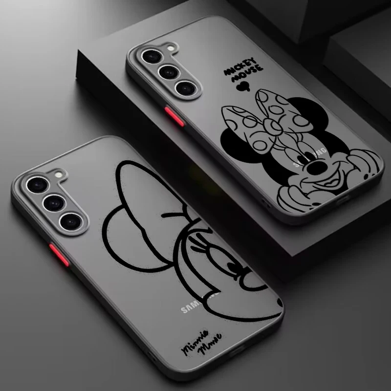 

Disney Mickey Minnie Luxury Frosted Translucent For Samsung Galaxy S24 S23 S22 S21 S20 FE S10 S9 S8 Plus Ultra Pro 5G TPU