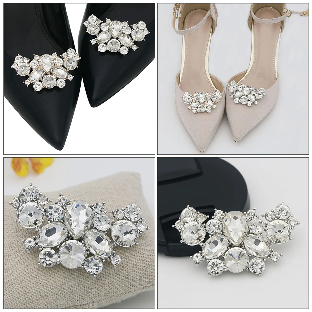 

1Pair Lady Shoes Buckles Crystal Butterflies Flower Shoe Decorations Elegant Shoe Clip High Heels Decoration Festive Use