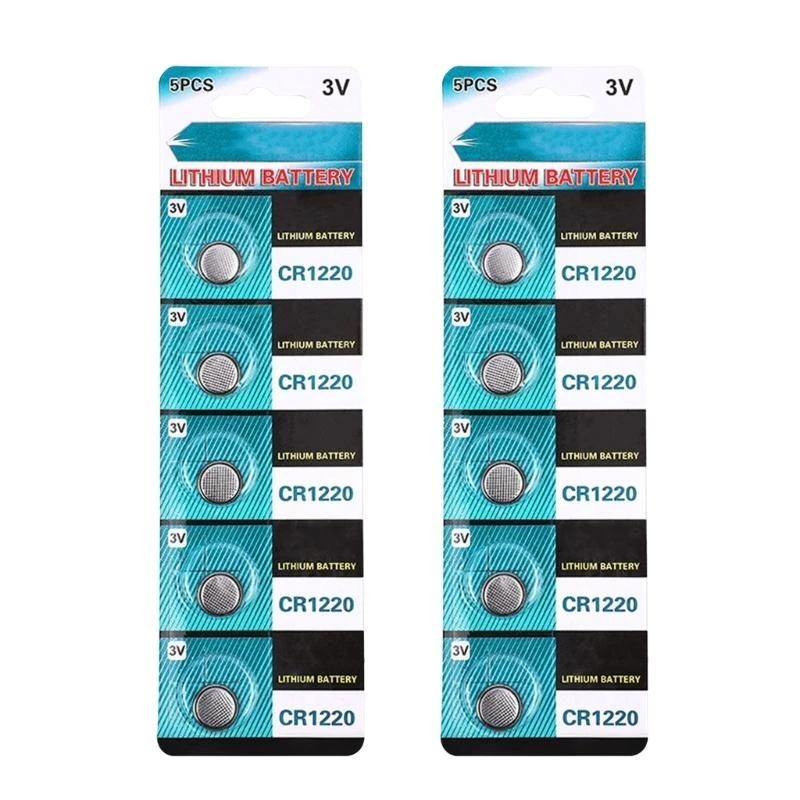 

5pc/10pc Reliable CR1220 3V Lithium Coin Batteries Long Last Power CR1220 3V Lithium Coin Cell Keyless Entry Batteries