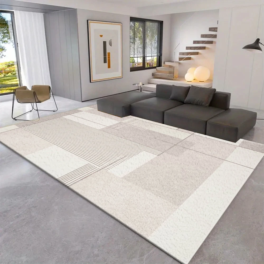 Geometric Striped Patchwork Area Rug, Modern Minimalist Floor Carpet, Home Decor Mat For Bedroom