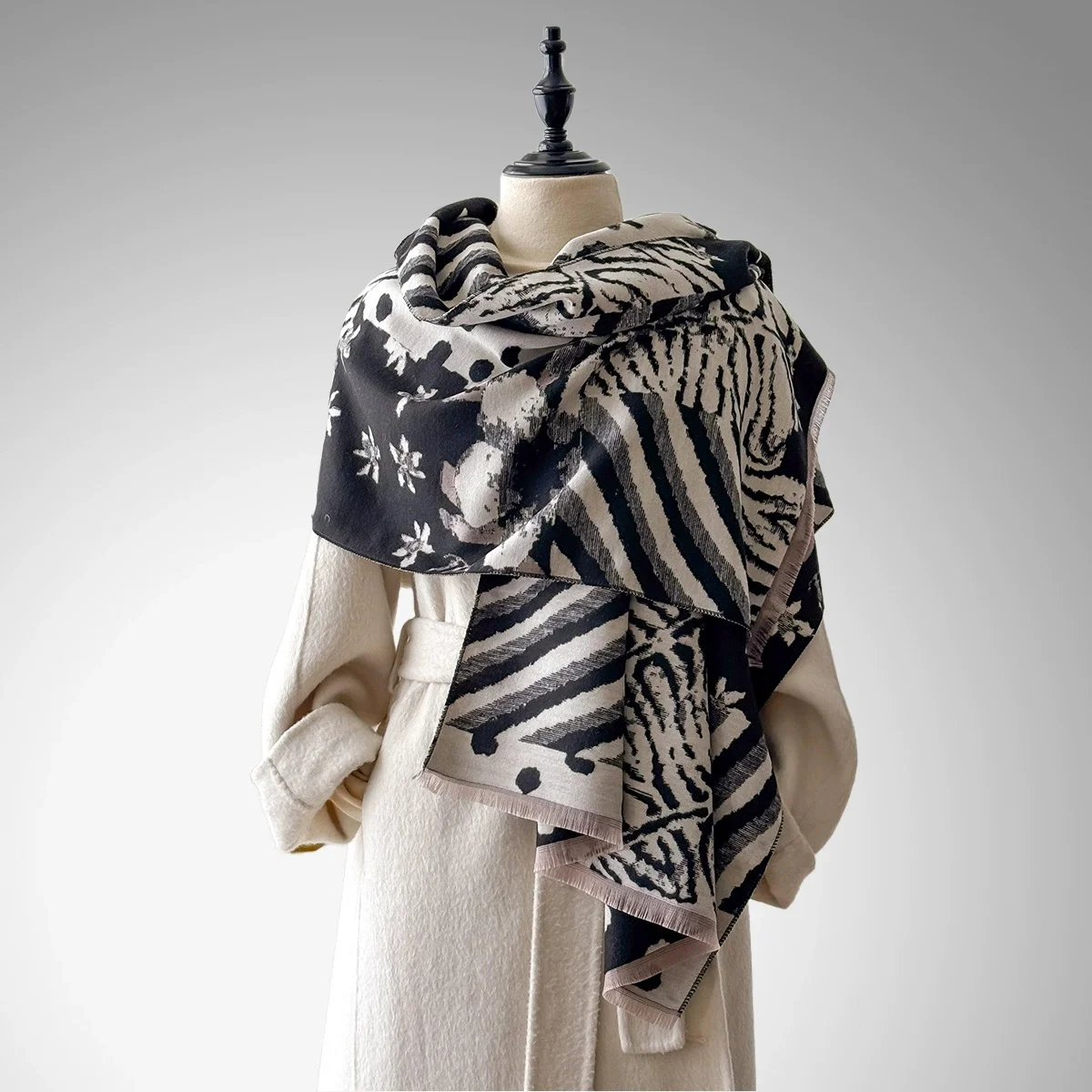 

Элегантный полосатый дизайнерский шарф, имитация кашемира, мягкая теплая универсальная шаль, холодостойкий ветрозащитный шарф-одеяло на осень-зиму