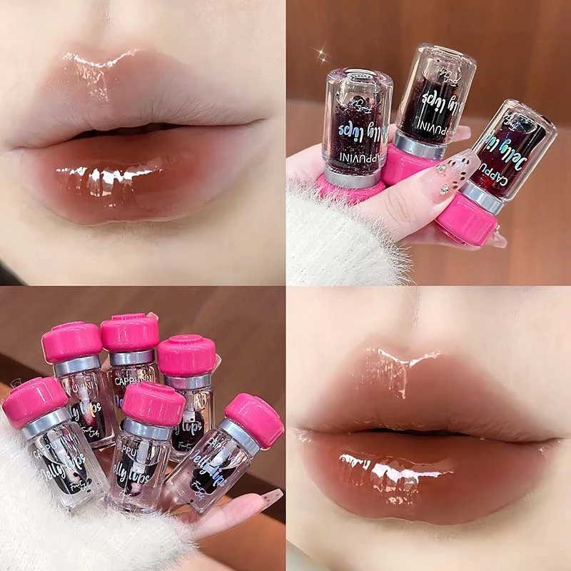 ベリーレッドリップグロス ブラックミラーグラス ウォーターライトクリアリップグレイズ 防水 ノンスティック リキッドリップスティック ヌードリップティント メイクアップ