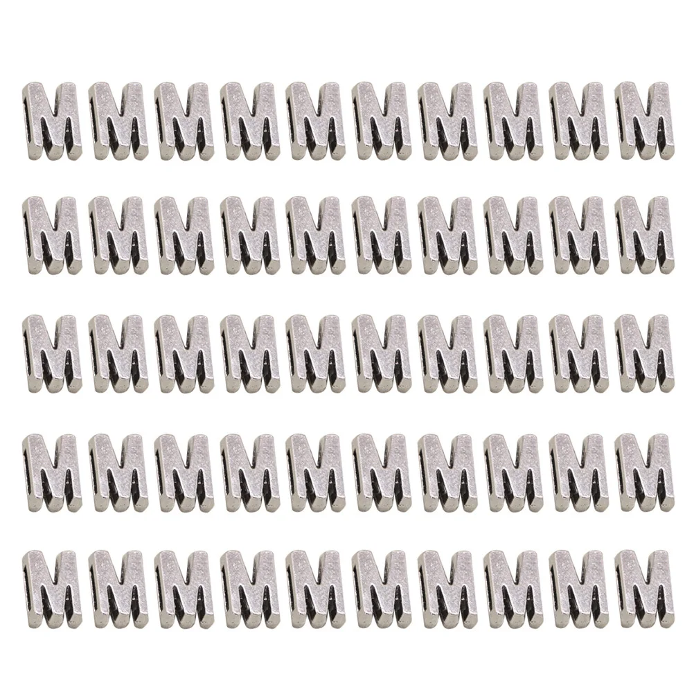 

50 шт., подвески из сплава с английской буквой M, DIY изготовление ювелирных изделий для ожерелья, браслета, брелка, креативные аксессуары