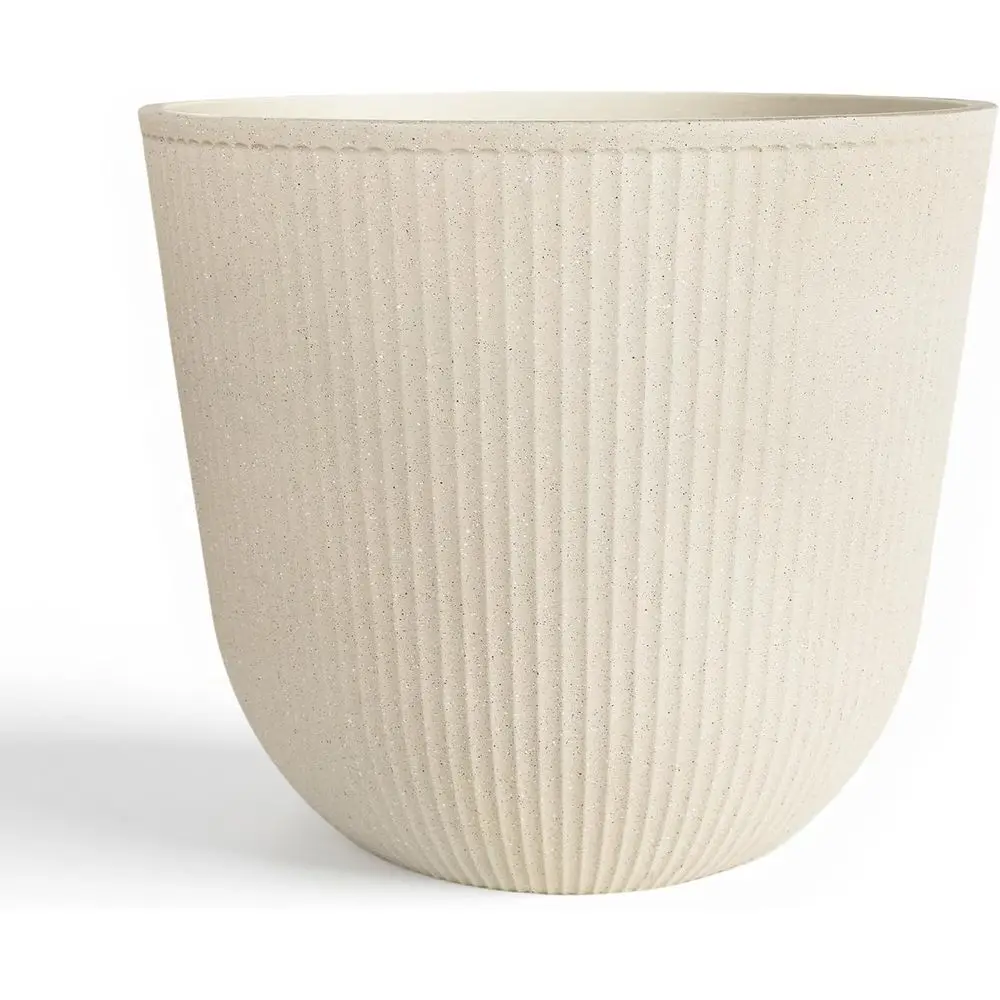 

Large Round Planter Pot - 17.5 Diameter x 15.5 Height - Durable Beige Plastic with Texture, Suitable for Indoor and Outdoor Use