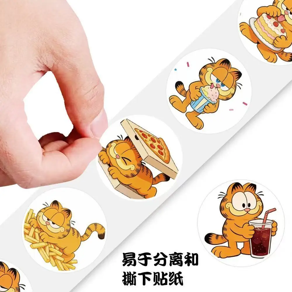 500Pcs Roll Garfield Round Stickers, 20mm Cartoon Reward Label Stickers For Envelope Diary Gift Sealing Decor