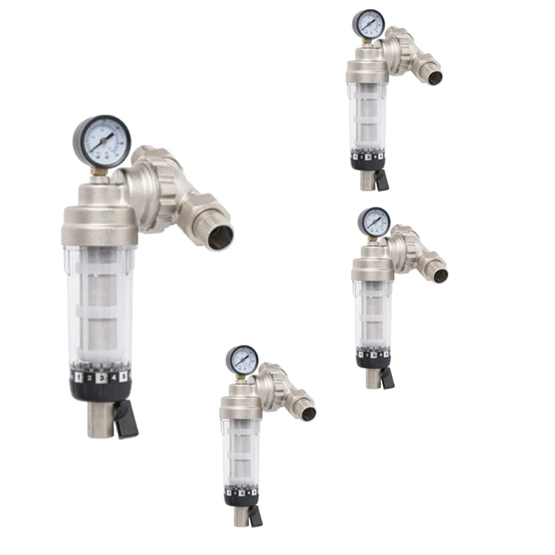 Whole House Central Filter High-Flow Tap Water Filter Reusable Sediment Water Filter Nickel-Plated 4-Point Joint