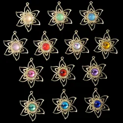 10 Pcs New Alloy Color Patch Sun Flower Pendant Creative Rhinestone Button Ornaments Earrings Choker DIY Jewelry Accessories