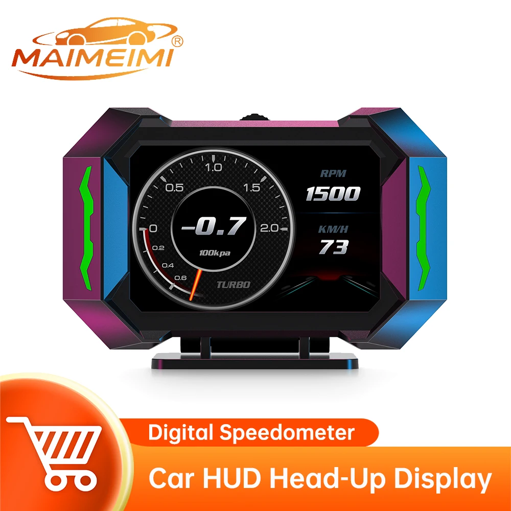 2024 NEWEST OBD2 Head Up Display P25 Digital Gauge GPS Speedometer Multi-function LCD Instrument Alarm with Over Speed Reminder