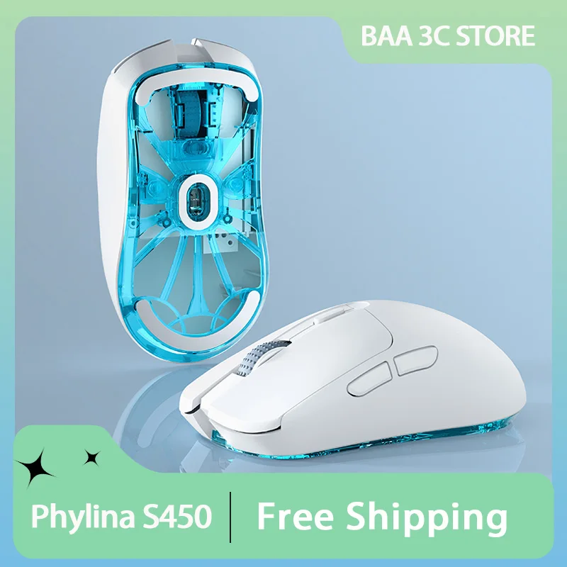 

Phylina S450 Mouse Dual Mode 2.4G Wireless USB Wireless Lightweight Paw3395 26000dpi Ergonomic Design Gaming Rechargeable Mice