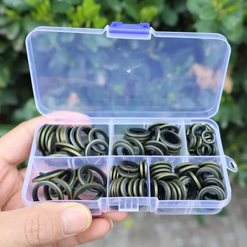 130PCS Bonded Sealing Washer Kits Metal Rubber Drain Gaskets Screw Plumbing O Ring Fasteners Assortment M6 M8 M10 M12 M14 M16