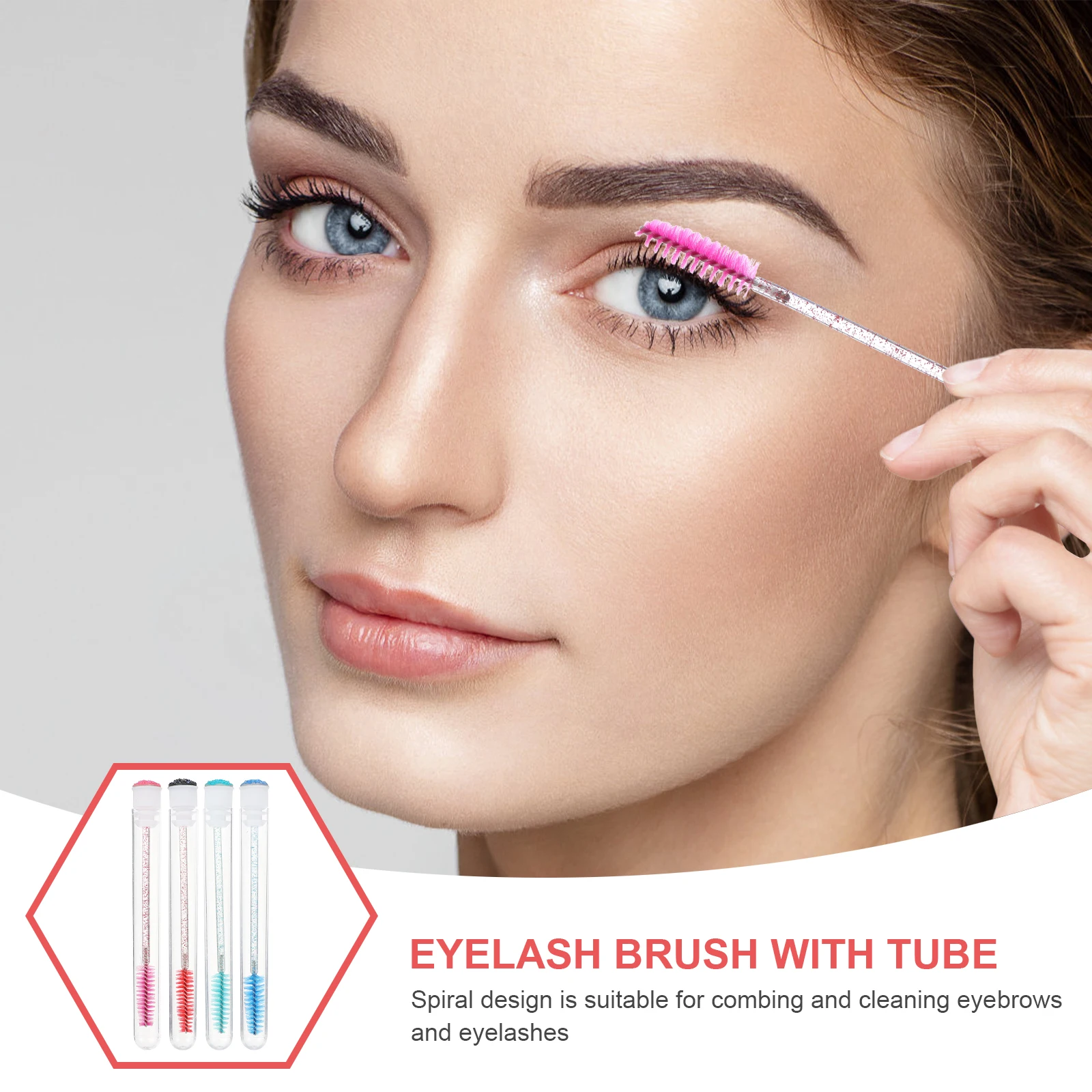 

10pcs Eyelash Brush Transparent Mascara Tubes Small Portable Abs Brushes For Eyebrow Dyeing Lash Growth Hairline Cream