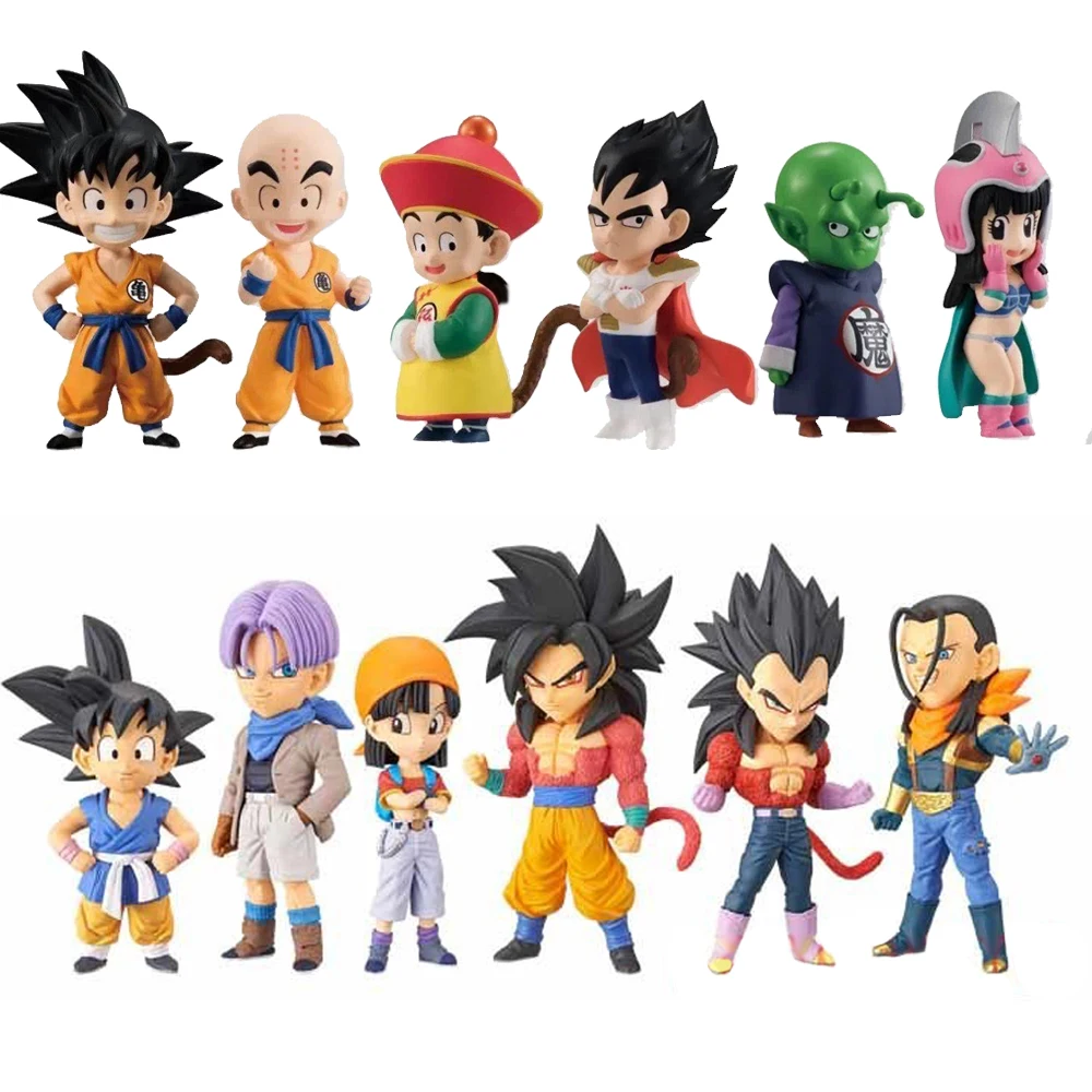 13Pcs/1Set Dragon Ball Son Goku Figure WCF Super Saiyan Son Gohan Krillin Kiki Character Model Toy Gift Collection Action Figure