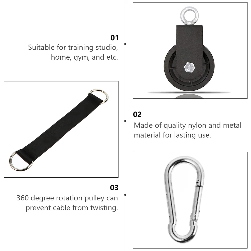 1 مجموعة اللياقة البدنية بكرة حزام النايلون لكابل كرانش ثلاثية الرؤوس سحب أسفل الذراع الخلفي التدريب معدات الصالة الرياضية كابل آلة