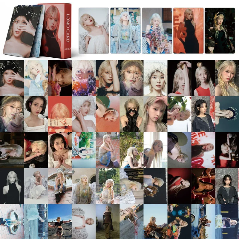 Kpope IU Lee Ji Eun بطاقة بريدية جديدة للحفلات الموسيقية ، مجموعة هدايا جميلة ، بطاقة لومو ، بطاقة صور للفتيات ، 55: 50 لكل مجموعة