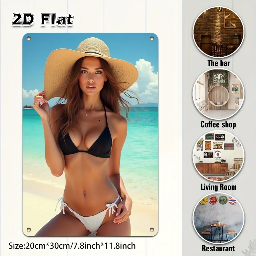 

"Funny 2D bikini girl wall art for home, bar, cafe, garage decor. Perfect Halloween & Christmas gift."