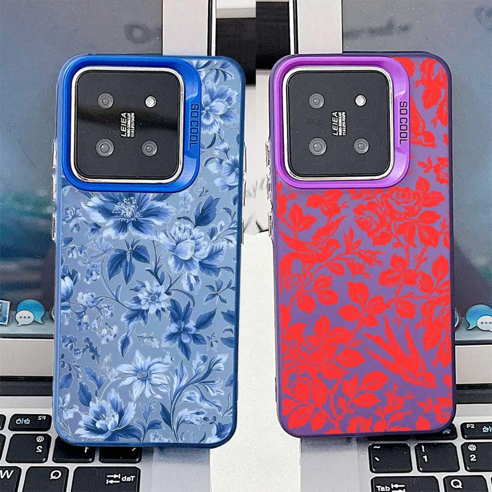 الأزرق والأحمر الزهور لسامسونج غالاكسي A30 31 32 34 33 35 50 51 52 53 A55 71 11 15 16 54 24 73 22 72 36 56 26 جراب هاتف #4