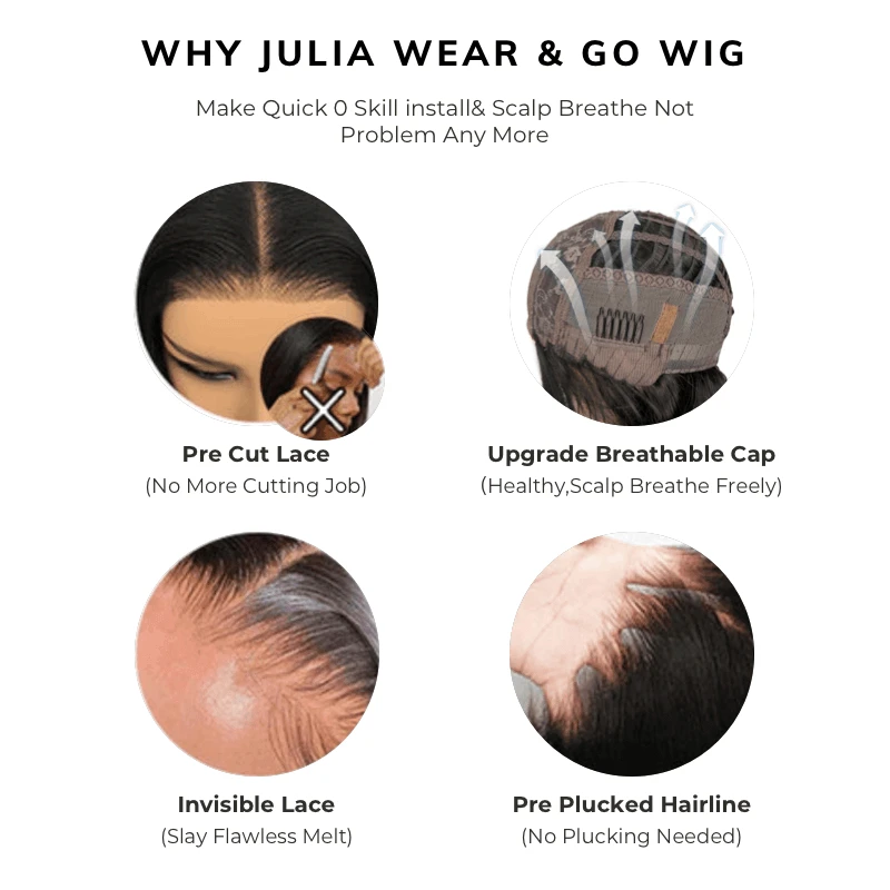 Julia pakaian rambut Go 6x4.5 pre-cut renda cepat mudah Kinky keriting 33B warna coklat kemerahan dengan topi antilembap garis rambut sudah ditarik