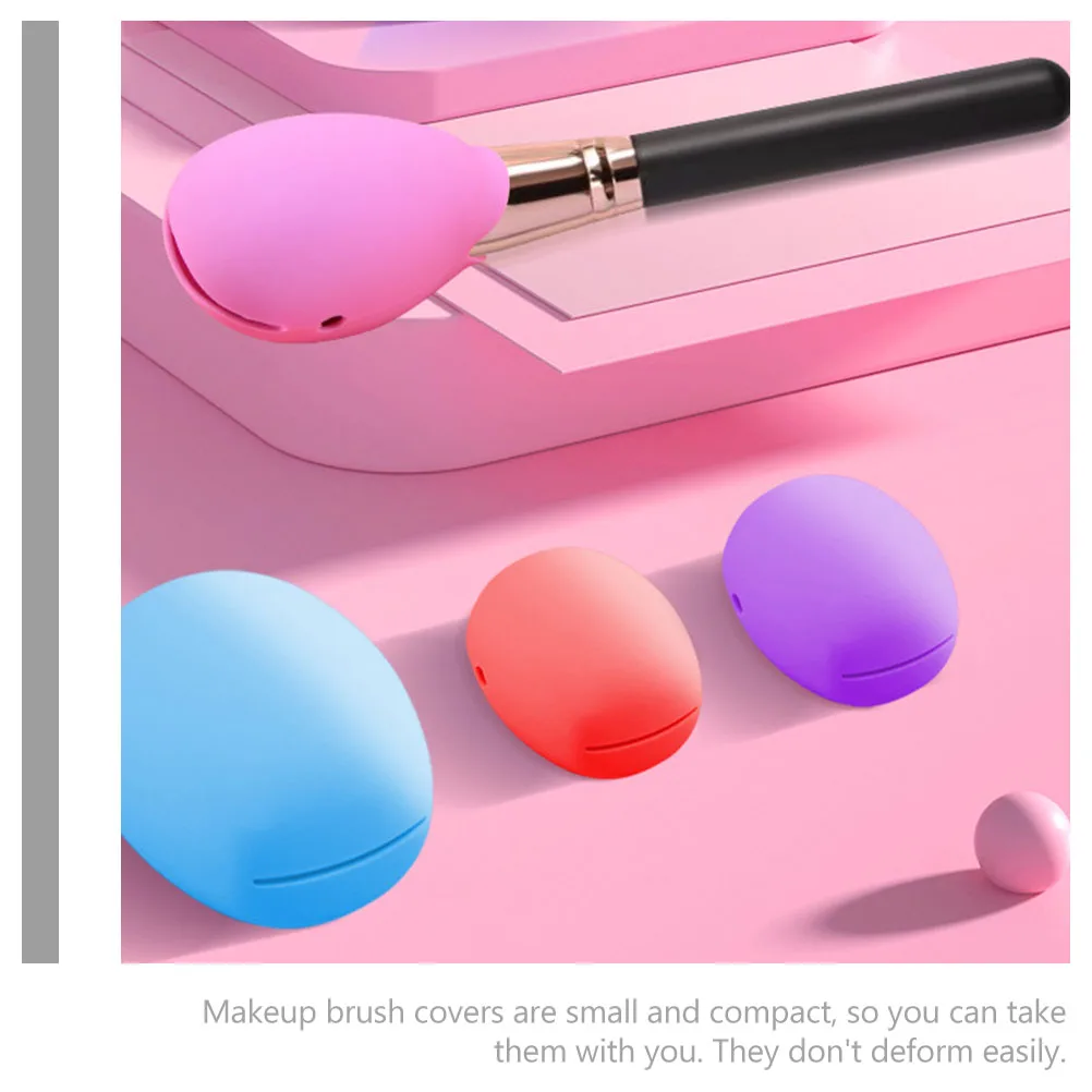 

6pcs Makeup Brush Protectors Covers Silicone Travel Vanity Cases For Brushes Foundation Concealer Eyeshadow Protective