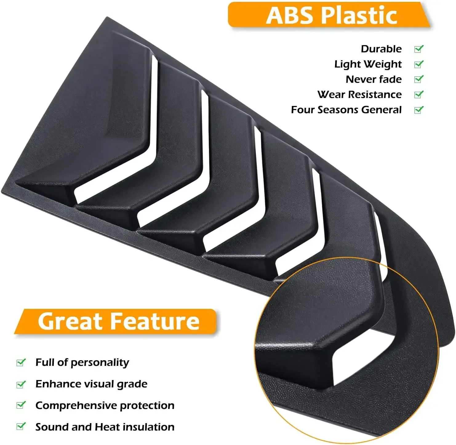 For Ford Mustang 2015 2016 2017 2018 2019 2020 Car Rear Window Louver Shutter Cover Side Vent Trim Sticker Scoop Accessories