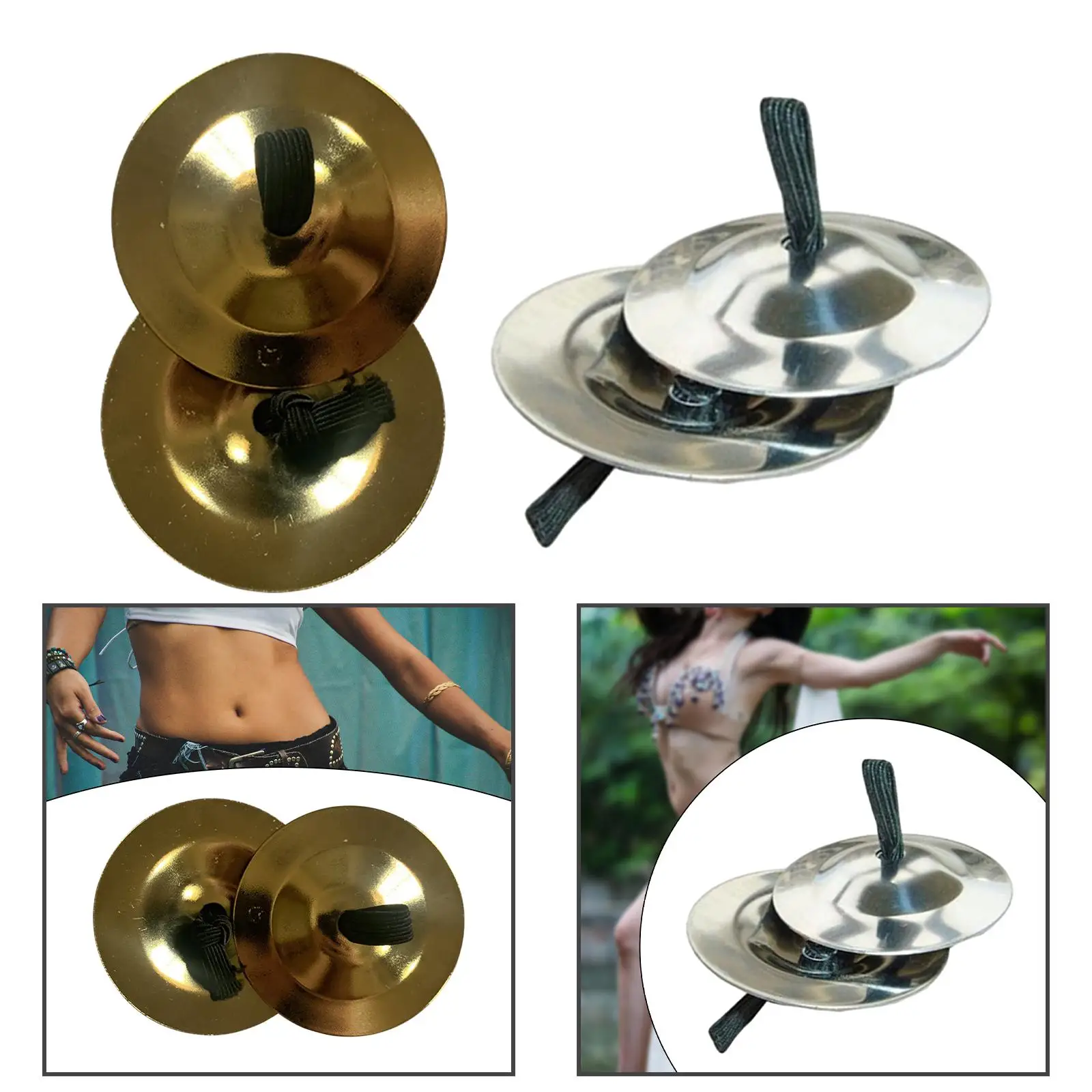 2 Pieces Finger Cymbals Percussion Music Instrument Finger Dance Mini Marching