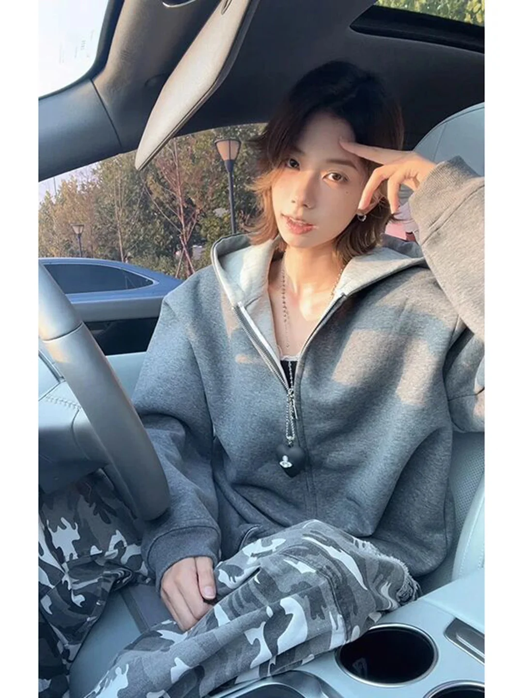 

Мужская толстовка на молнии свободного кроя из смесового хлопка и полиэстера для пар, осенняя, молодежная, повседневная