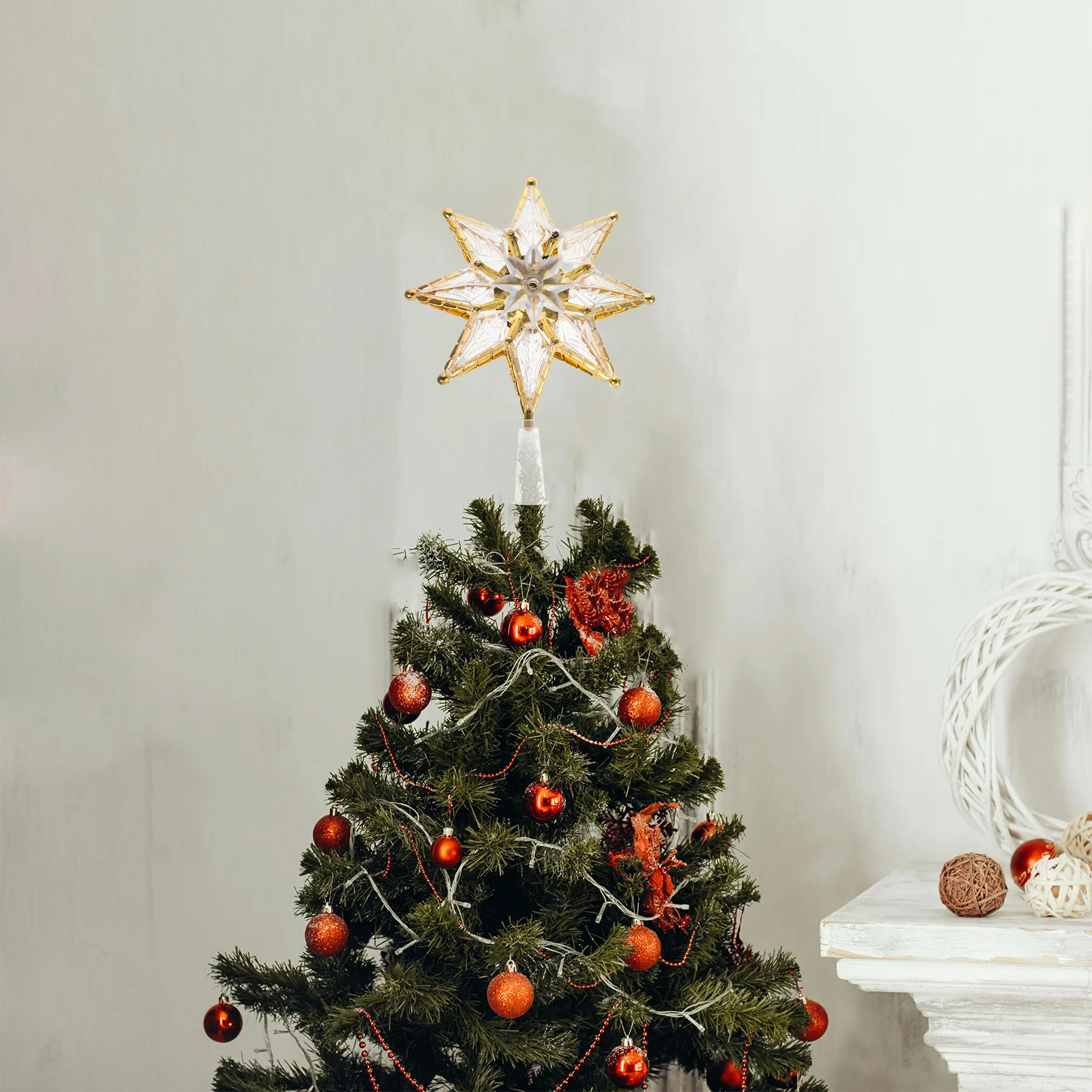 

Christmas Tree Topper Led Lighted Star Ornament Unique Glitter Decor For Holiday Party Home Window Snowflake Decoration