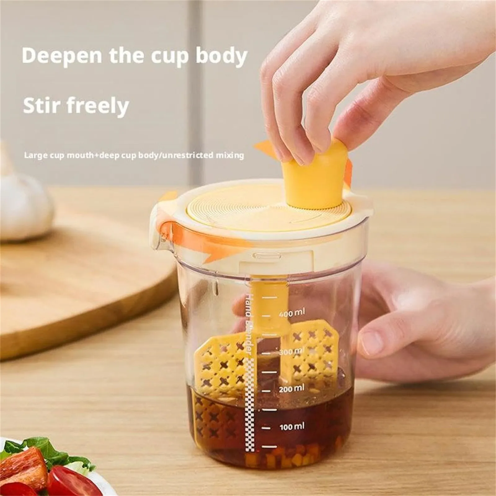 Dressing Mixer Mixing Cup Measurement Markings kitchen Mixing Cup Manual Mixing Tool Easy-to-Clean Red Design Household Mixing