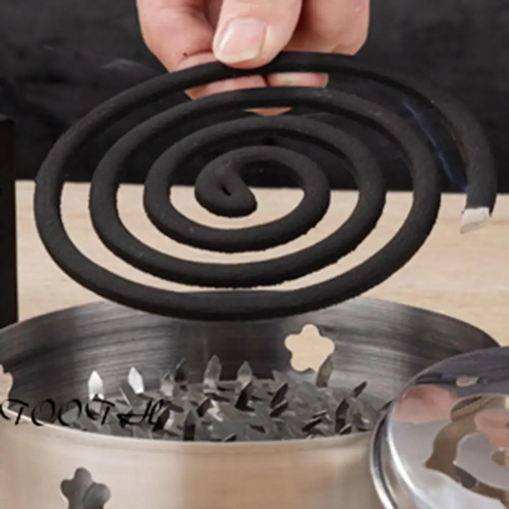 Mosquito Coil Holder Safe Stainless Steel Round Plate Spiral Tray Incense Cover