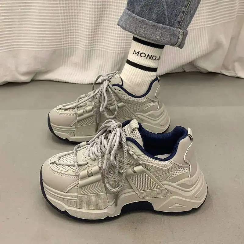 

Spring Women Sneakers Casual Shoes for Woman Mesh Breathable Platform Designer Women Gray Sneakers Light Flat Shoes