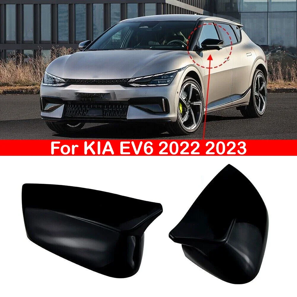 

For KIA EV6 2022 2023 Car Rearview Side Mirror Cover Wing Cap Sticker Exterior Door Rear View Case Trim Shell Carbon Fiber Look