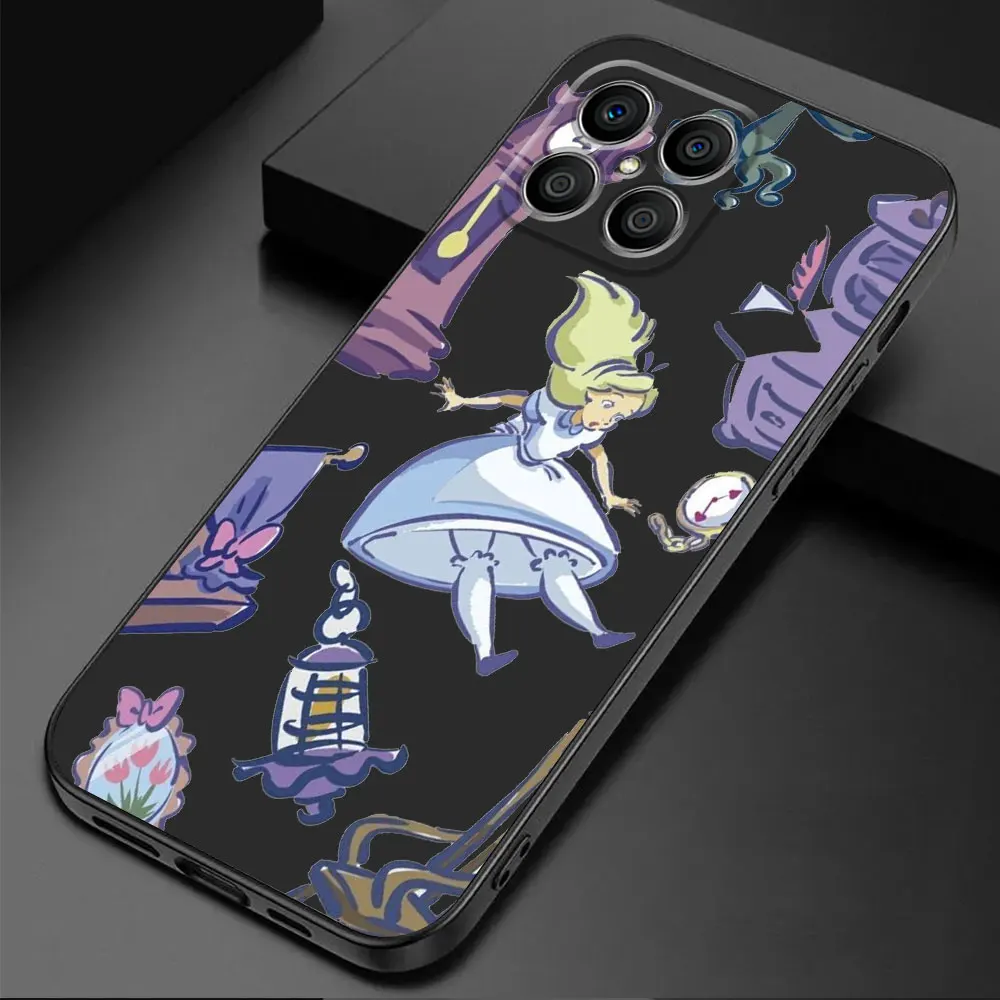 TPU Soft Back Case for Honor 70 Lite 8X 90 Pro 20 X6 X6a 4G X7 X8 X8a X9a 5G Disney Alice in Wonderland Cover