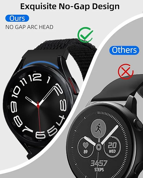 النايلون حلقة الفرقة لساعة سامسونج جالاكسي 7/6/5/4 44 مللي متر 40 مللي متر الرسمية منحني واجهة سوار غالاكسي ساعة 7-4 الكلاسيكية 47 مللي متر/46 مللي متر