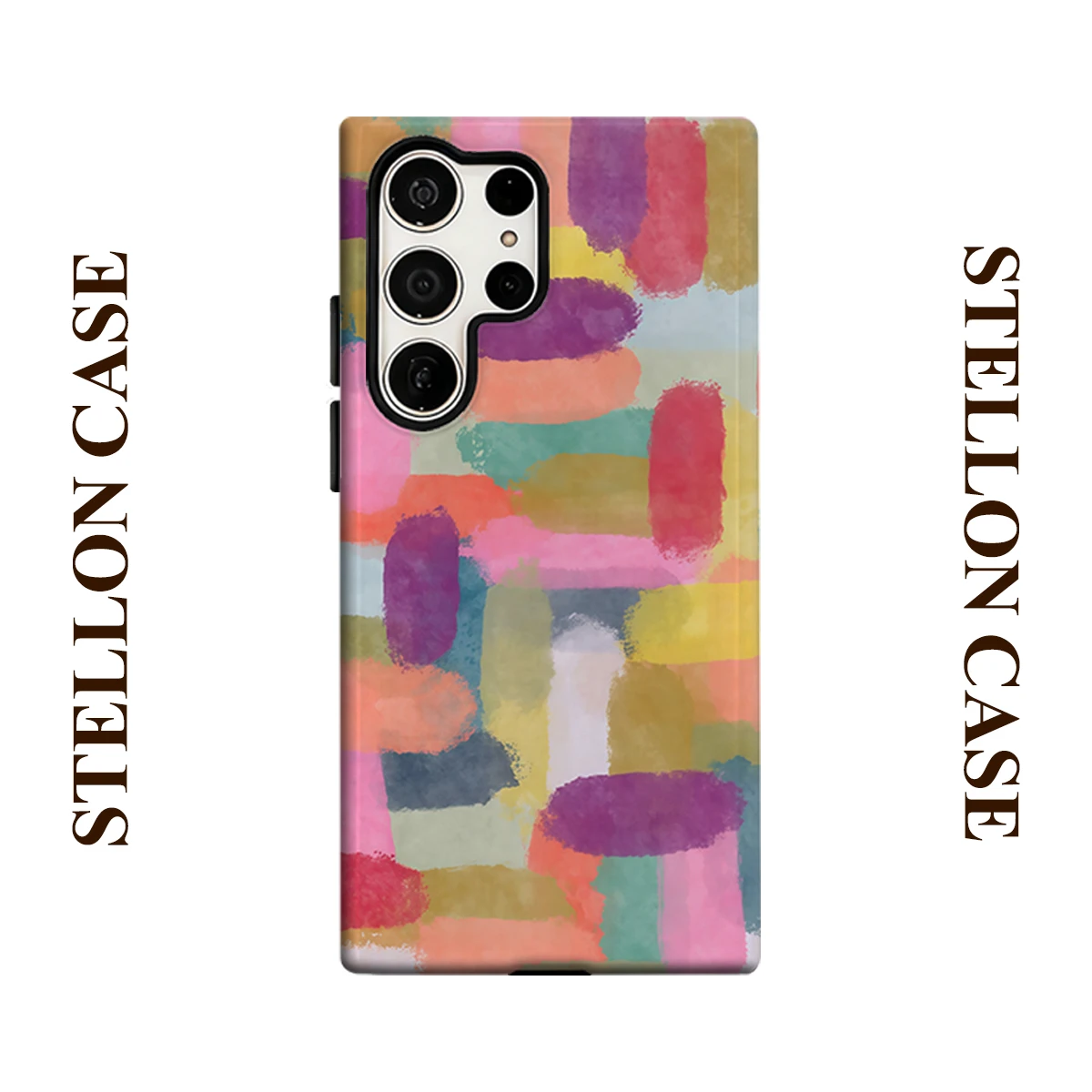 Watercolor Block Phone Case for Samsung Galaxy S25 Ultra S24 S23 Ultra Plus Glossy Double-layer Back Cover
