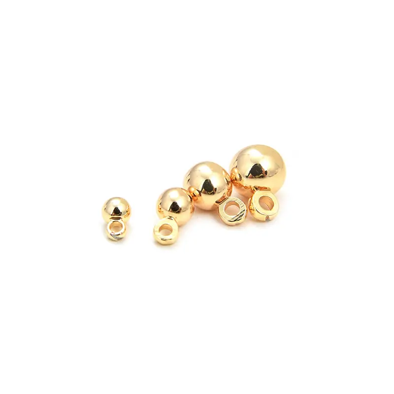 20PCS 18K Gold Color Brass Round Beads Charms End Beads High Quality Diy Jewellery Making Materials Rosediy official-website