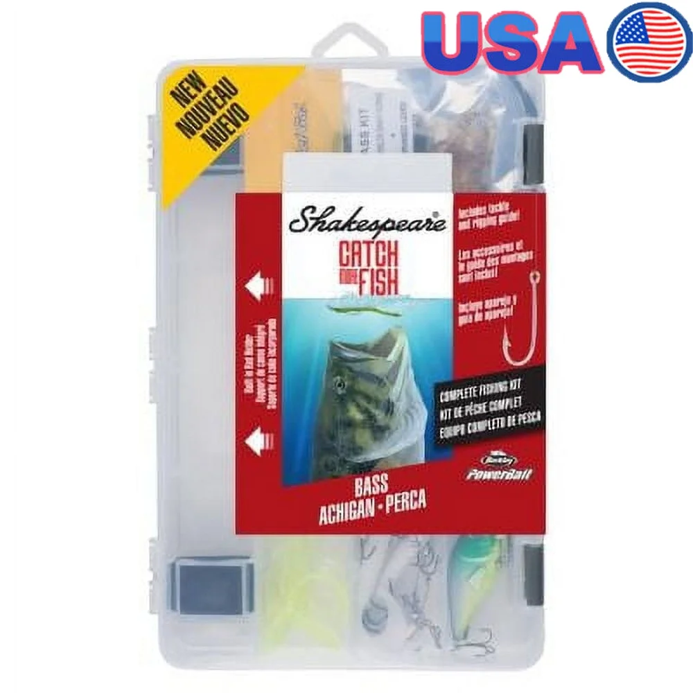 Kit de caja de aparejos de pesca de lubina con cebo, surtido de aparejos, guía de aparejo, bandeja duradera, equipo de pesca portátil