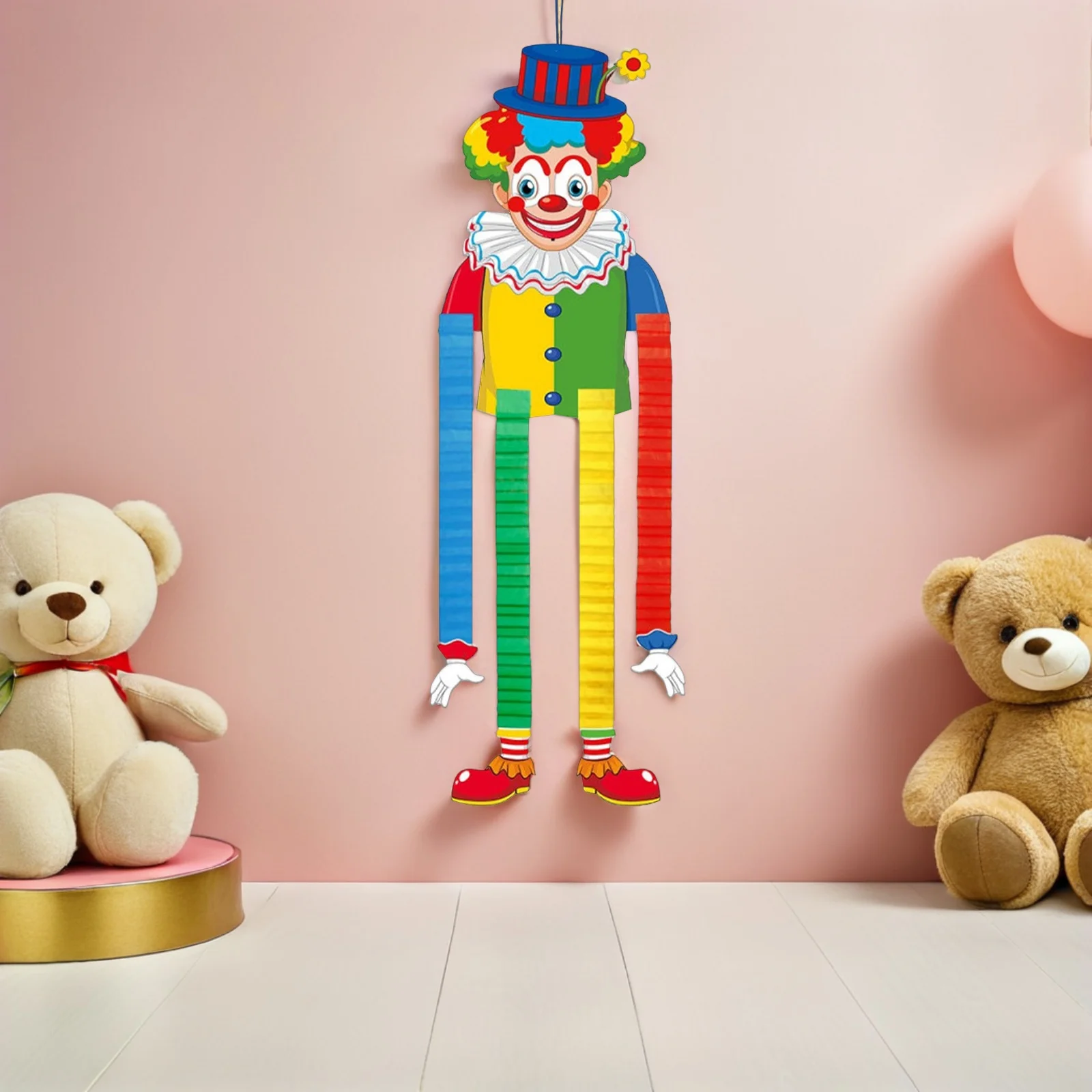 

2Pcs Circus Theme Decorations Cute Paper Clown Hanging Decor for Carnival Birthday Party Supplies Long Wall Streamers