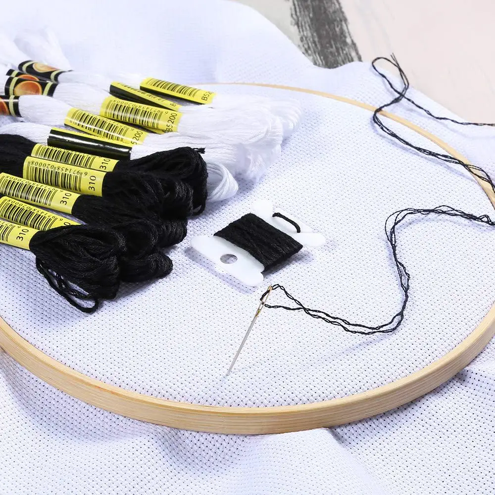 Cross Stitch Embroidery Thread for DIY Homemade Craft Sewing Accessories 12 White+12 Black Embroidery Floss