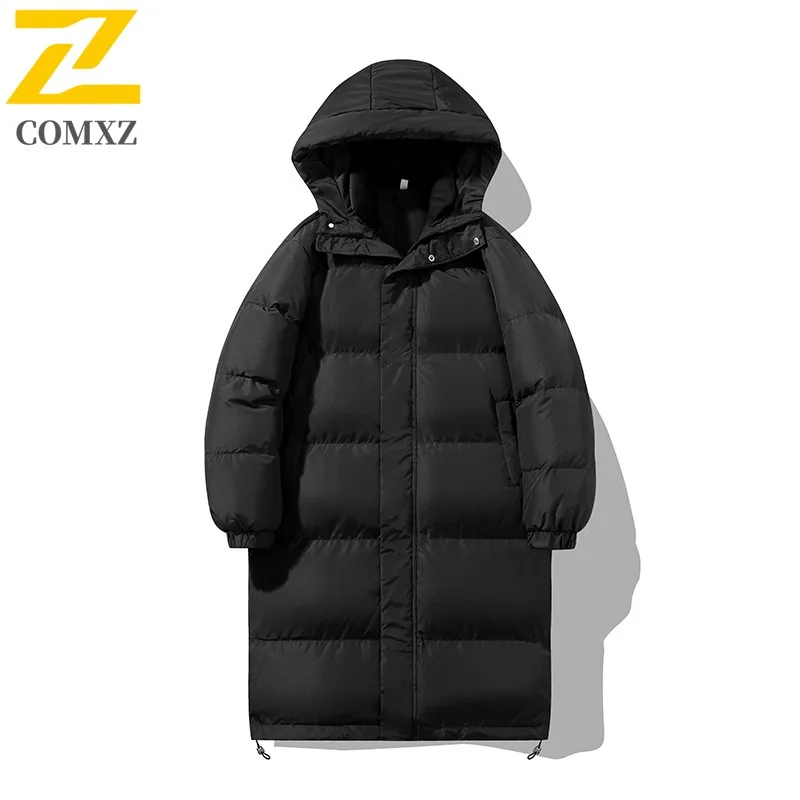 

COMXZ Men Parker Coat 2025 Trendy Solid Color Ski Travel Warm Loose Hiking Cotton Padded Jacket Windproof Street Puffer Jackets