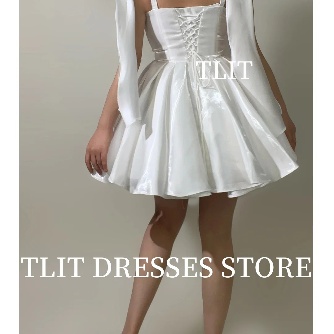 TLIT-vestido de noche de Organza de seda Simple, vestido con tirantes finos, pajarita, minivestido de graduación sin tirantes, fiesta Formal personalizada