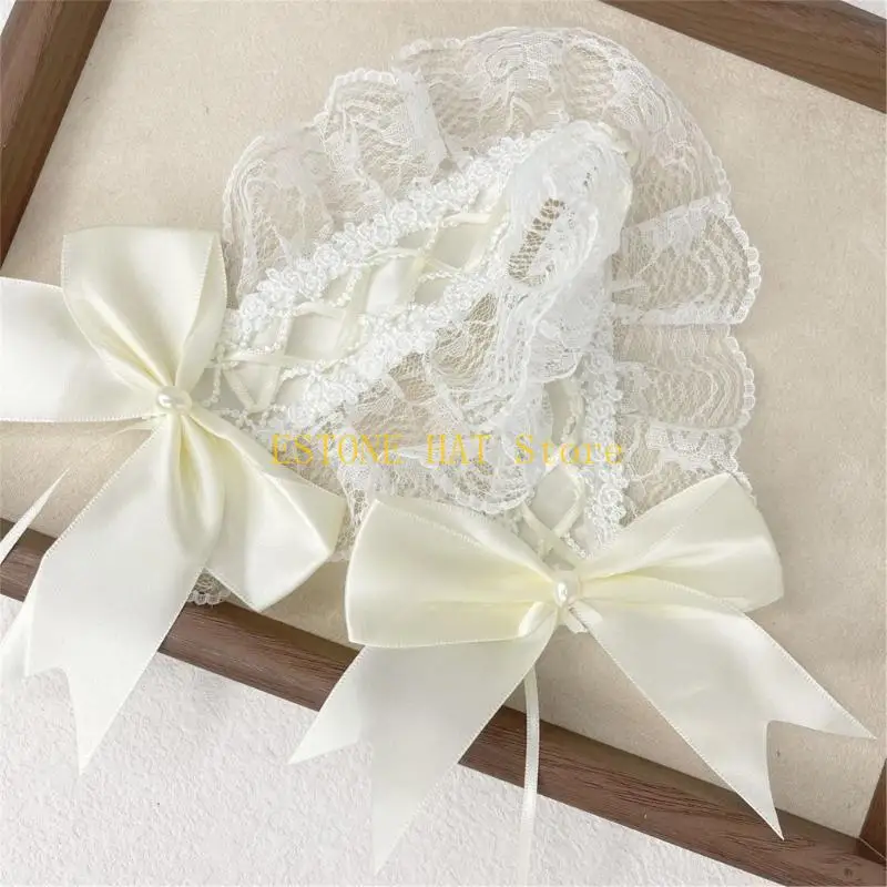 49mf Subkulturen Spitze Trim Haarband Anime Kostüm Haarband für Frauen Girl Party Headwrap 2000er Jahre Süßes Spitzen breites