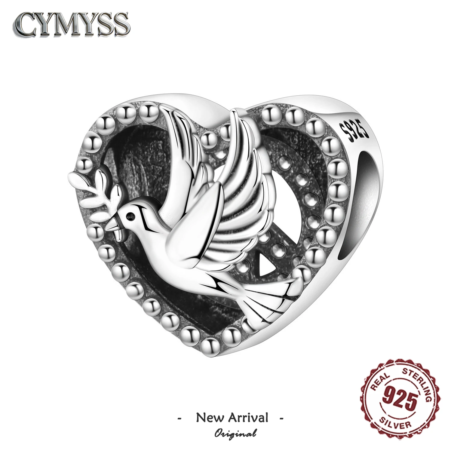 

Original Heart-shaped 925 Sterling Silver Peace and Love Dove Beading Beads Pendant Fit Bracelet Necklace DIY Jewelry Gifts 2026