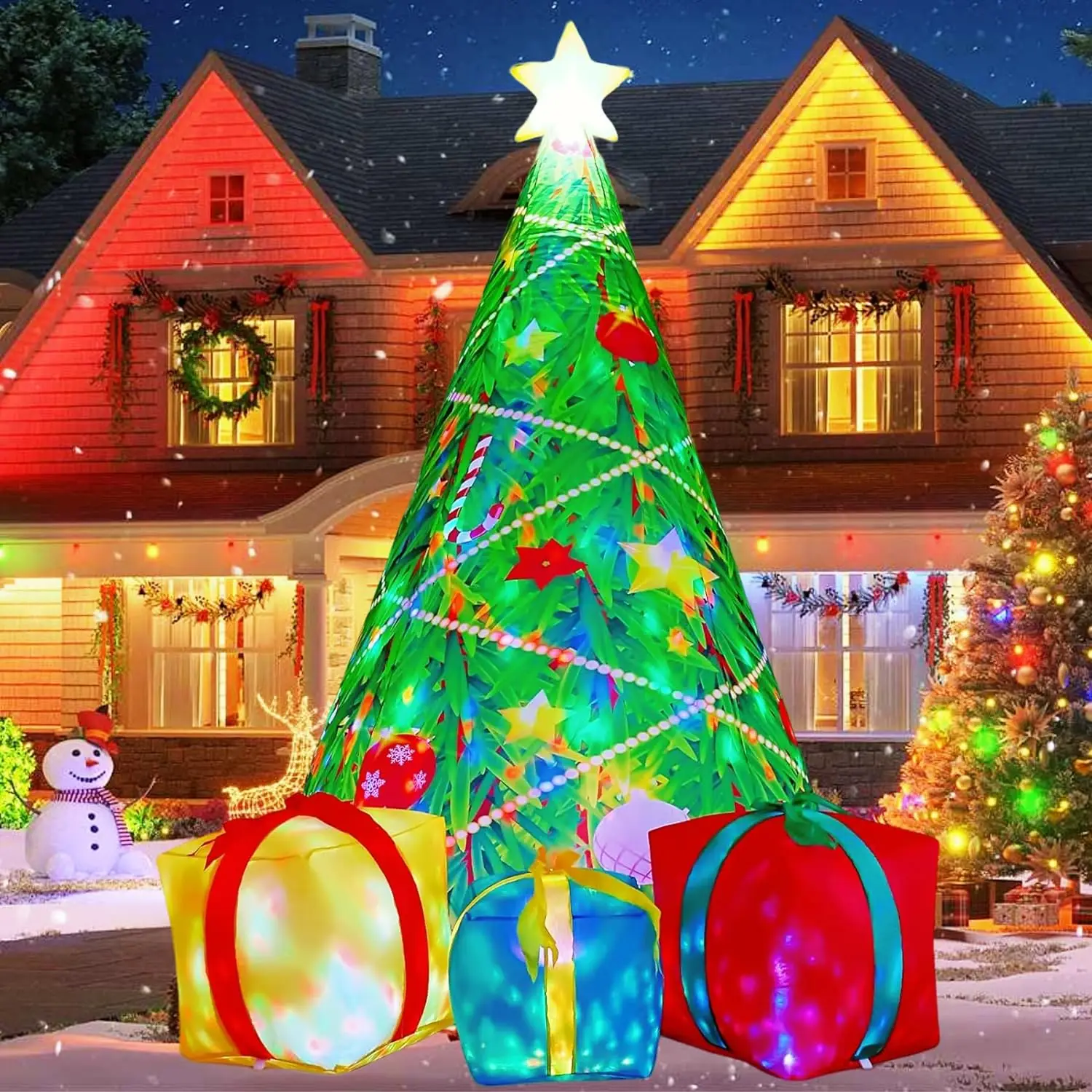 

7 FT Christmas Inflatable LED Light Blow up Christmas Tree Factory Price Hot Selling Outdoor Christmas Decorations Clearance