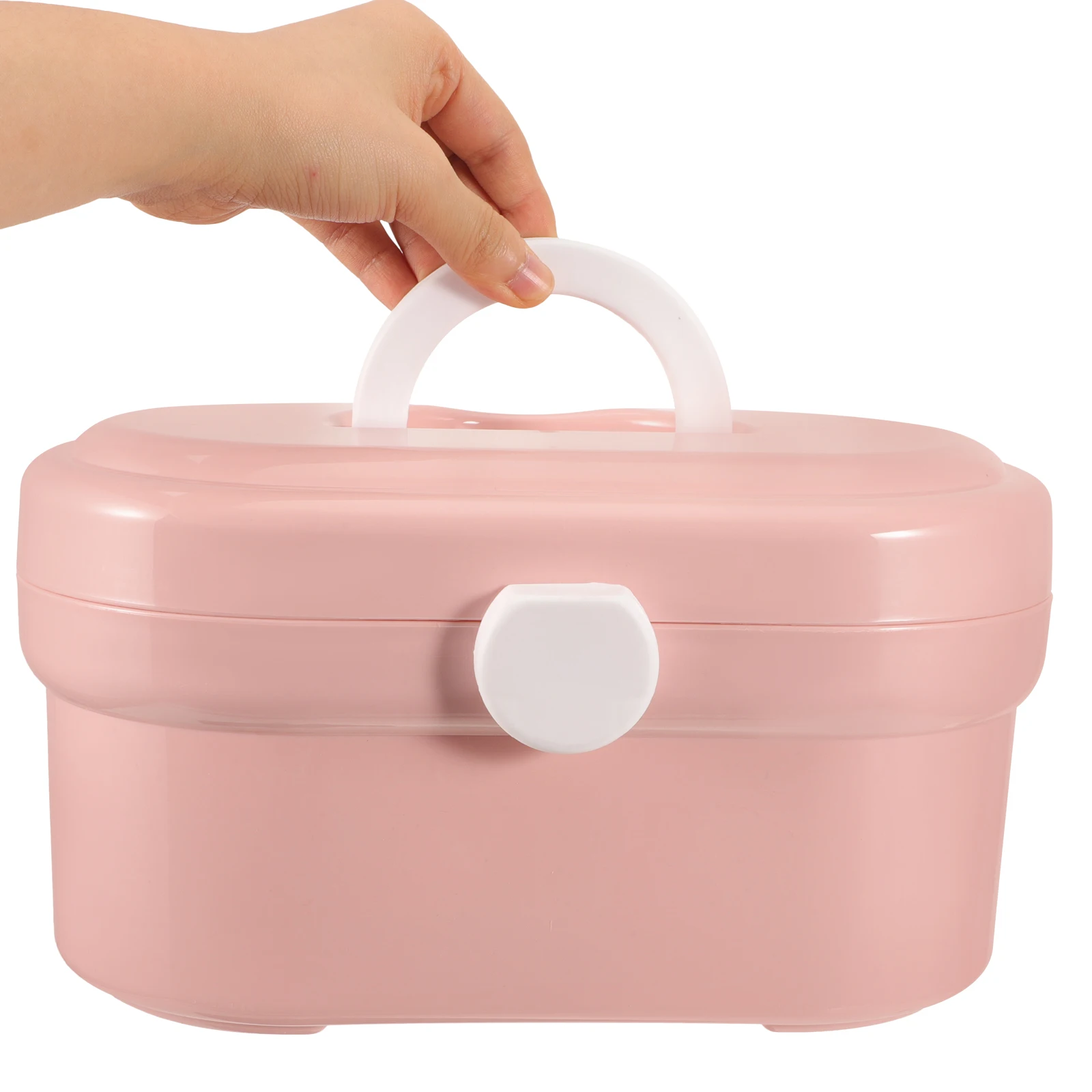 خزانة أدوية وردية متعددة الوظائف للإسعافات الأولية، مادة بلاستيكية قوية، سعة كبيرة، تصميم سهل الحمل، صندوق دواء #1