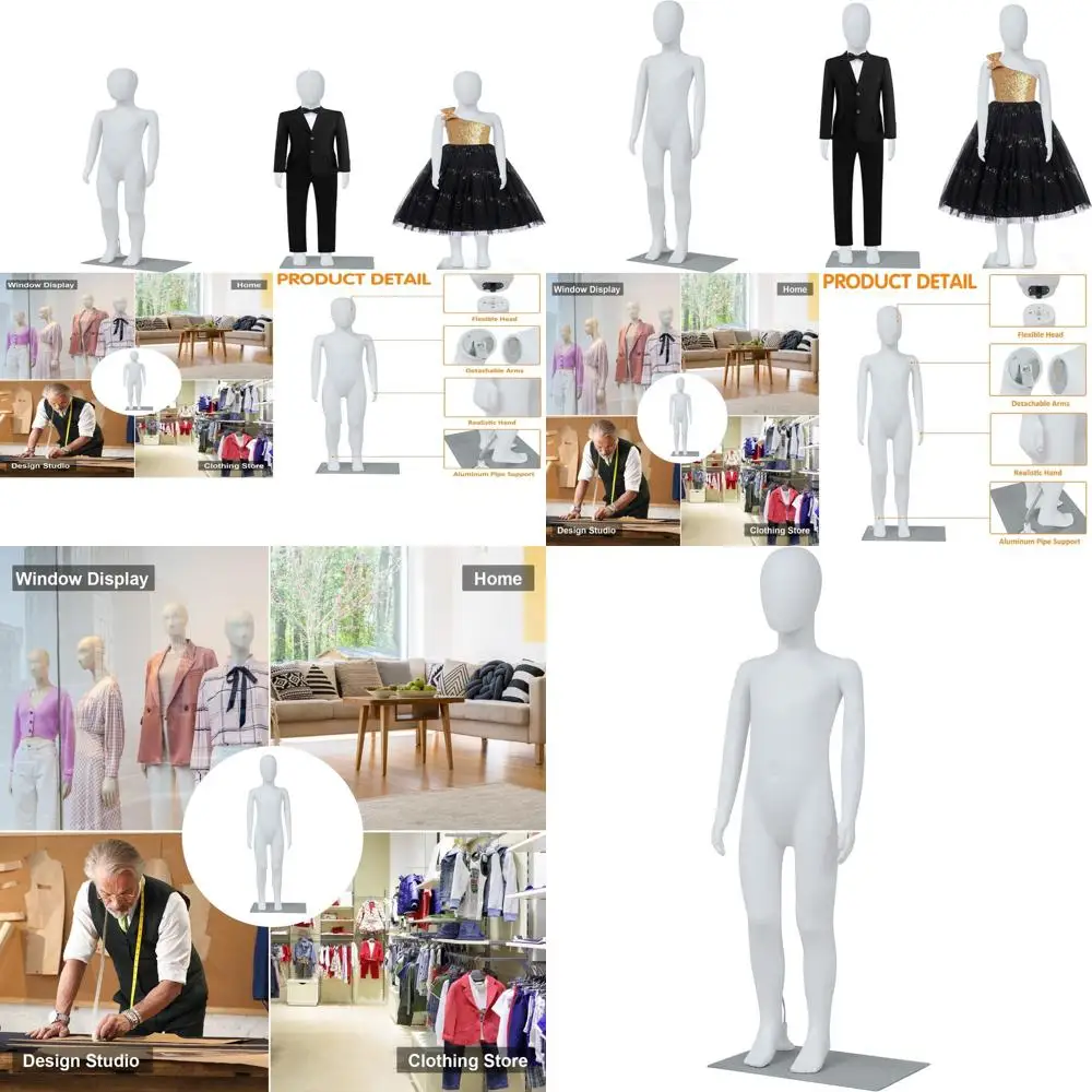 

Adjustable 43 Kids Mannequin for Unisex Clothing, Detachable Dress Stand, Ideal for Retail & Costume Displays