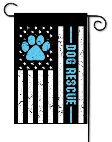 Dog Rescue Blue Stripe Garden Flag  ~  12x18   Quality  Double Sided