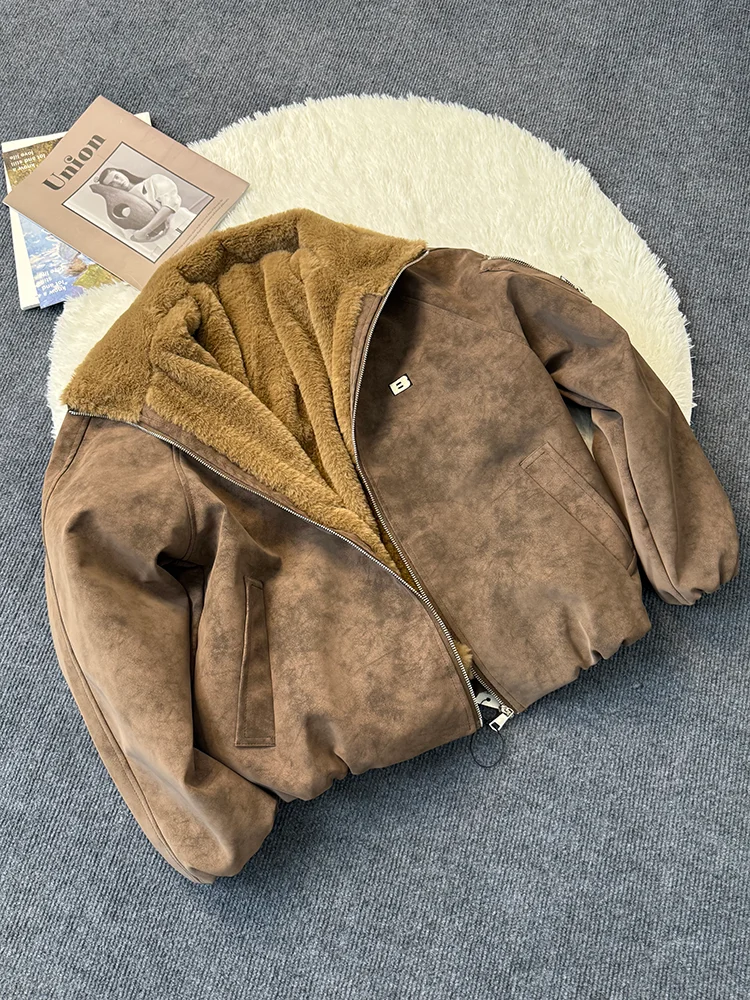 

Мужская утепленная кожаная куртка на флисовой подкладке, зимняя теплая ветрозащитная водонепроницаемая хлопковая рабочая куртка, молодежная модная повседневная куртка