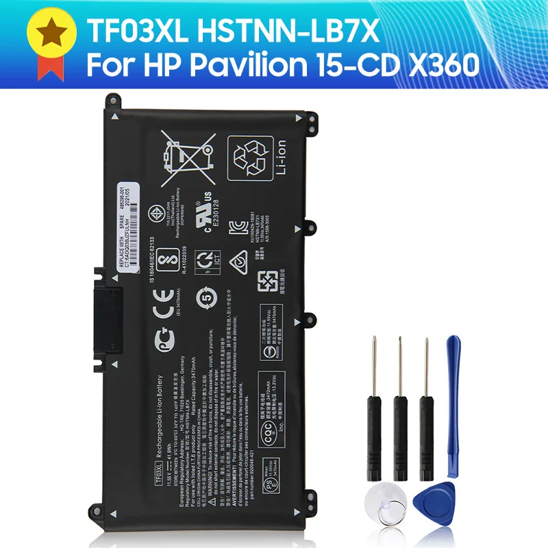

Сменный аккумулятор TF03XL для HP TPN-C131 Q188 Q189 Q188 Q190 Q191 Q201 HSTNN-LB7X 3630 мАч