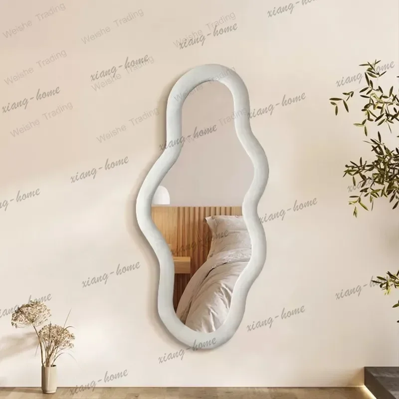ld Light luxury wall hanging try-on full-length mirror irregular wave mirror full-length mirror