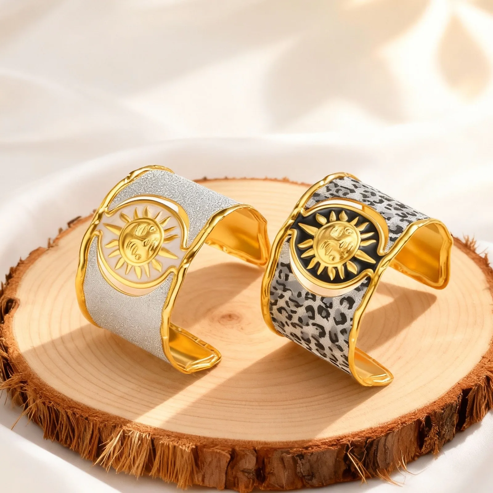Statement Sun Cuff Wide Bracelet Bangle for Women,Exaggerated Sunflower Open Bracelets,Happiness and Freedom Creative Jewelry